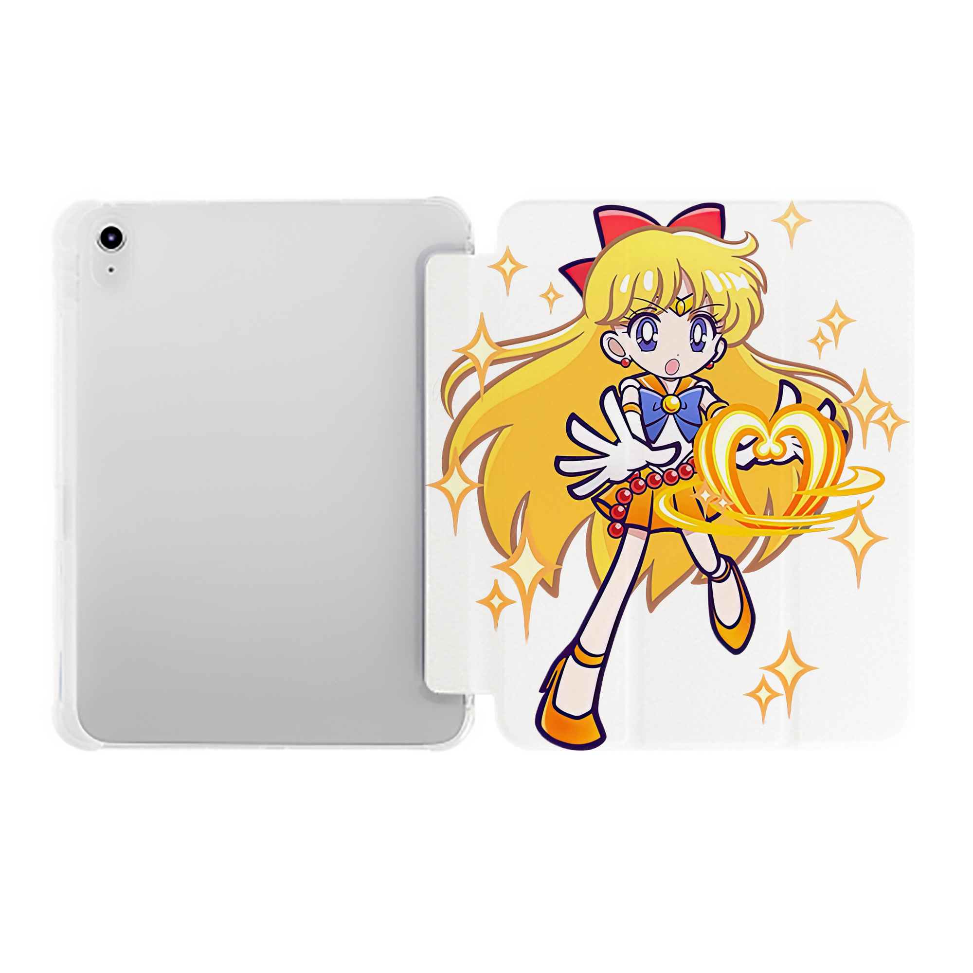 （画像用） 美少女戦士セーラームーン 愛野 美奈子 あいの みなこ Sailor Moon Aino Minako IPad ケース ペン収納付き 三つ折りスタンド PUレザー×シリコン 対応機種9.5/10.5/10.9インチ